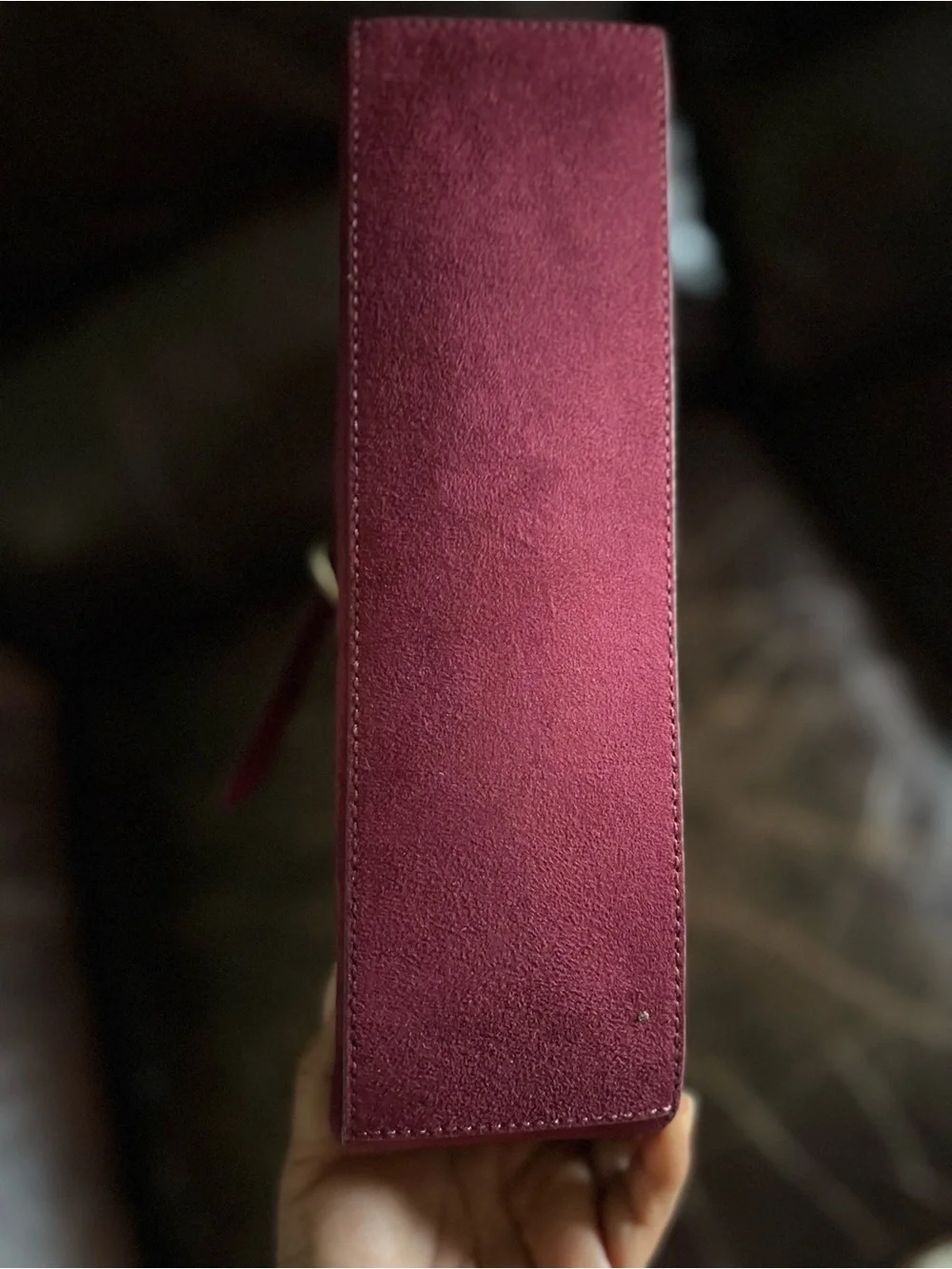 LOFT Wine Suede Satchel with Gold Hardware